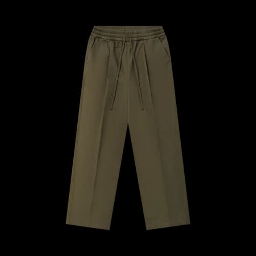 Fear of God Essentials Cotton Twill Pleat Front Drawstring Pant 'Moss'