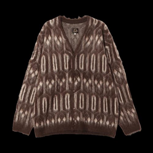 Needles Geometric Mohair Cardigan 'Burgundy'