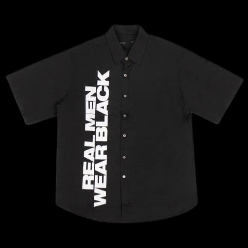 Vlone 'Real Men Wear Black' Short-Sleeve Button Up Shirt Black