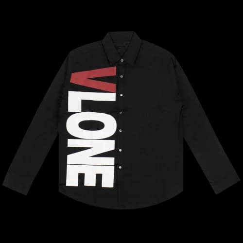 Vlone Long-Sleeve Button Up Shirt Black