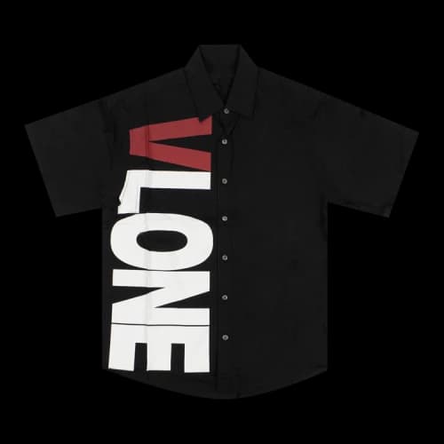 Vlone Short Sleeve Shirt Sideways Button Up 'Black'