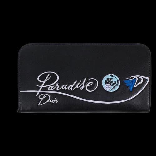Dior Diorissimo Leather Zip Around Wallet Clutch 'Black'