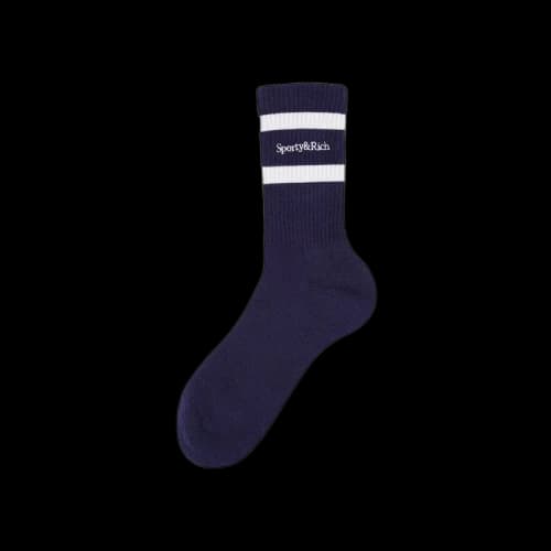 Sporty & Rich Serif Logo Socks 'Navy'