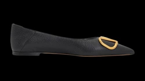 Valentino V Logo Signature Ballerina Flat Black (Women's)