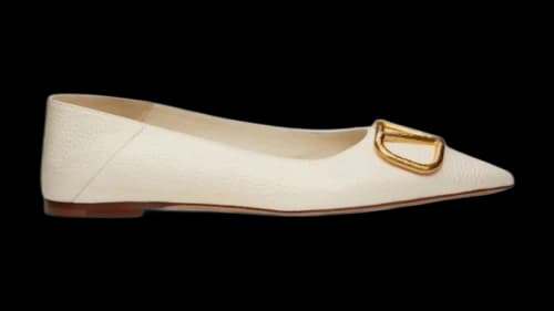Valentino V Logo Signature Ballerina Flat Ivory (Women's)
