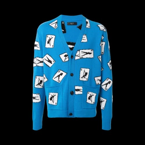 Amiri Cards Intarsia Cardigan 'Blue'