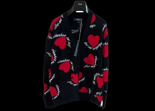 AMIRI Hearts Intarsia Cardigan Black