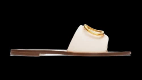 Valentino Calfskin Point Vlogo Signature Slide Sandal Ivory (Women's)