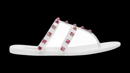 Valentino Rockstud Thong Slide Sandal White (Women's)