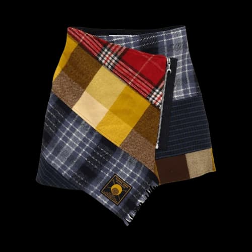 Marine Serre Clashing Tartans Wrap Mini Skirt 'Blue'