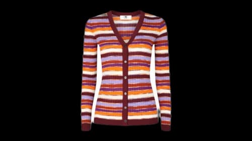M Missoni Women's Striped Knit Cardigan Orange Pink