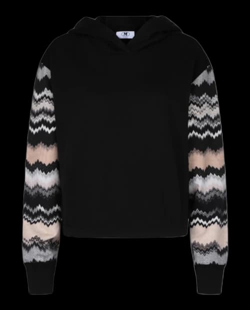 M Missoni ZigZag Drop-Sleeve Hoodie Multi Cheron Grey Red White Pink