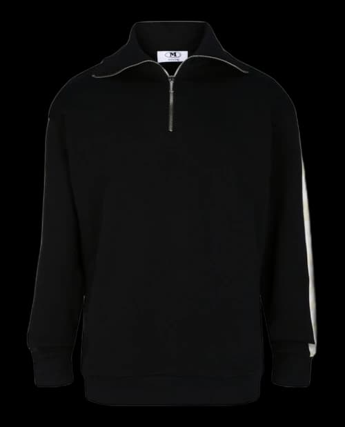 M Missoni Zig Zag Stripe Quarter Zip Sweatshirt Black Print Beige White