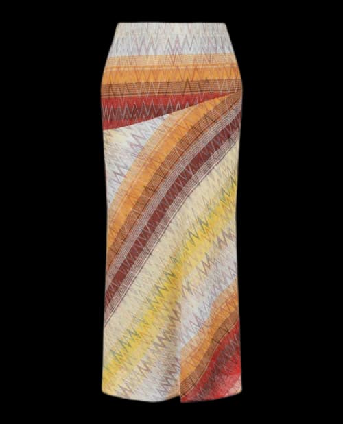 M Missoni Chevron Print Midi Skirt Yellow Multi