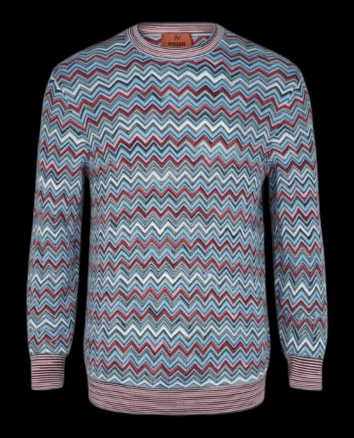 M Missoni Zig Zag Pattern Pullover Sweater Light Blue Multi