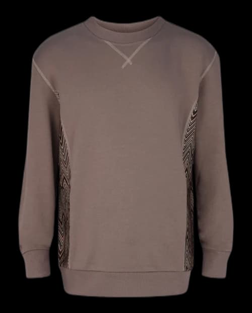 M Missoni Zig Zag Panelled Crewneck Sweatshirt Beige Tones