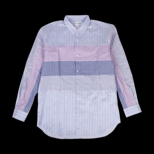 Comme des Garçons SHIRT Striped Check Long-Sleeve Shirt 'Blue'