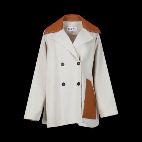 Loewe Trapeze Peacoat Leather Collar 'Desert'