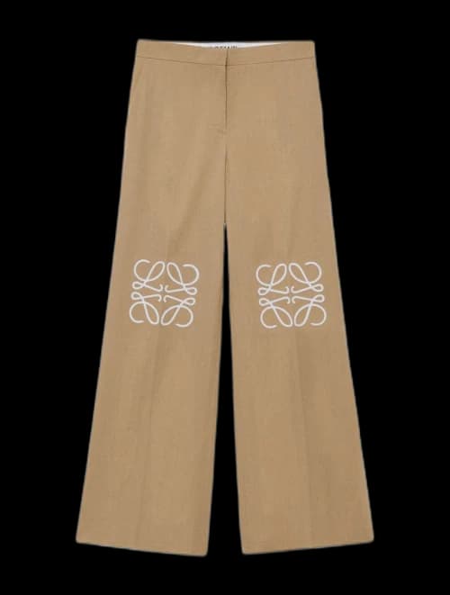 LOEWE Cotton and Silk Trousers Beige