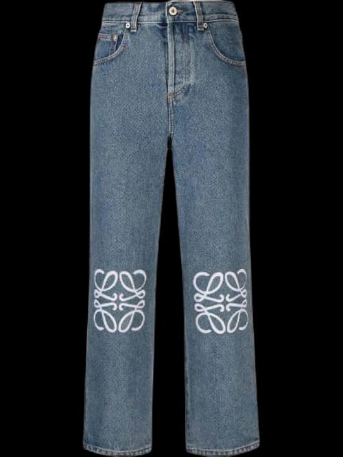 LOEWE Anagram Cropped Jeans in Denim Mid Blue