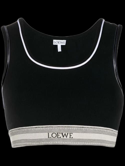 LOEWE Cropped Tank Top In Viscose Black