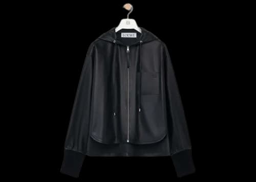 LOEWE Hooded Jacket In Nappa Lambskin Black