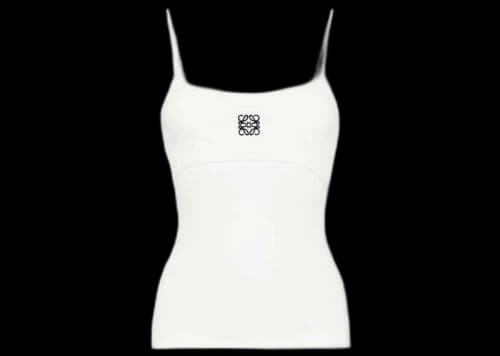 LOEWE Anagram Strappy Cotton Top White