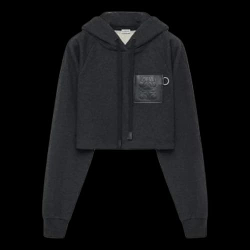 Loewe SS23 Cropped Hoodie 'Black' (Women's)