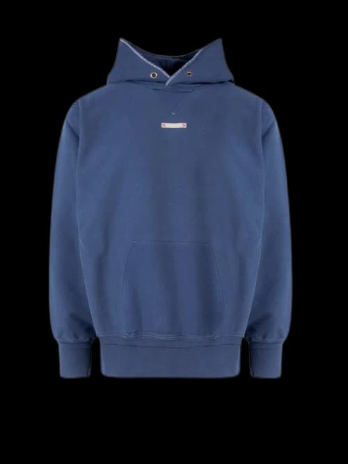 Maison Margiela Man Cotton Frontal Patch Sweatshirt Blue