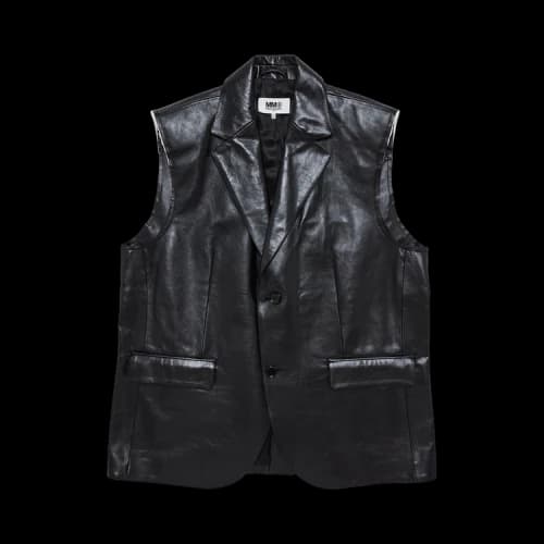 MM6 Maison Margiela Sheepskin Leather Sleeveless Gilet 'Black'
