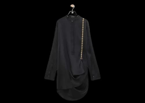 LOEWE Chain Shirt Dress in Silk Black