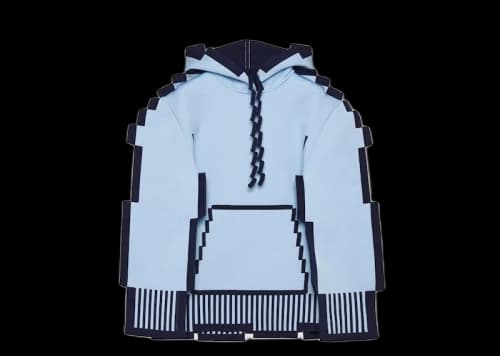 LOEWE Pixellated Hoodie In Technical Knit Light Blue