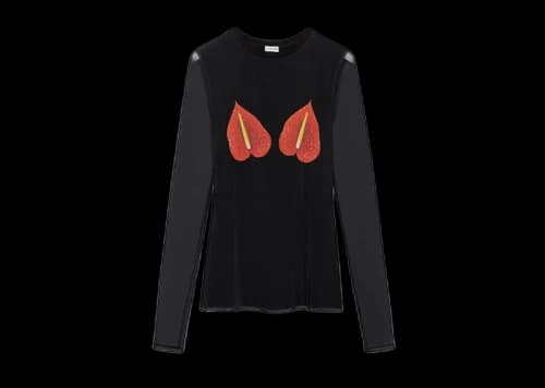 LOEWE Anthurium Semi Sheer Mesh Top Black/Red