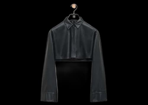 LOEWE Cropped Shirt in Nappa Lambskin Black