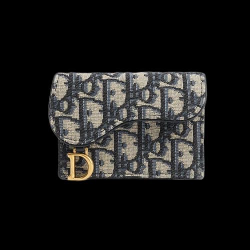 DIOR Saddle Flap Card Holder 'Blue Oblique Jacquard' (Women's)