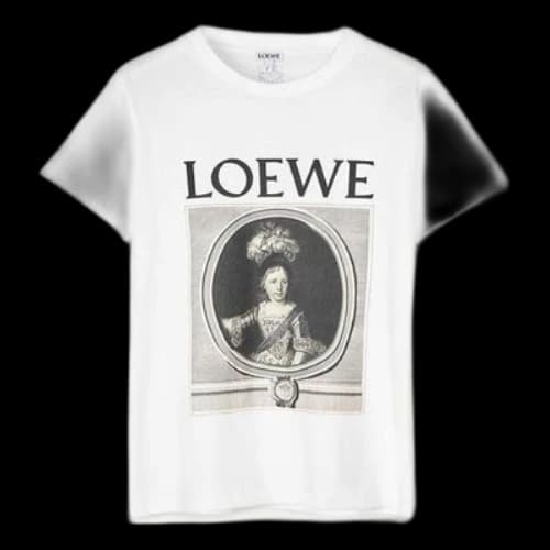 LOEWE Pattern Printing Round Neck Short Sleeve White