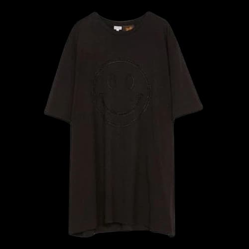LOEWE Embroidered Smiley Pattern Loose Short Sleeve Unisex Black