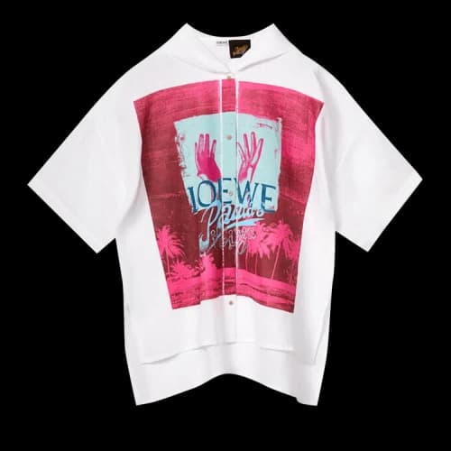 Loewe Palm Print Hooded Shirt 'White'