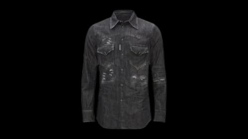 Dsquared2 Fashion Western Faded Denim Shirt Black