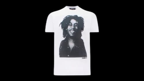 Dsquared2 Cool Fit Bob Marley Quote Design T-Shirt White
