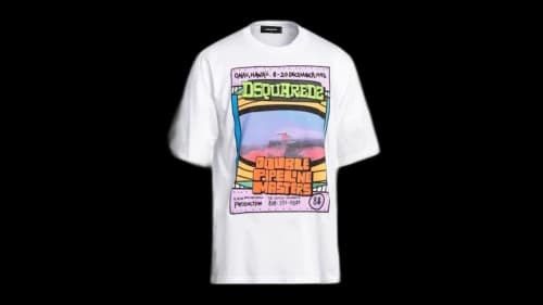 Dsquared2 Double Pipeline Masters Design Skater Fit T-Shirt White