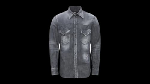 Dsquared2 Fashion Western Faded Denim Shirt Grey