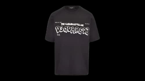 Dsquared2 Skater Fit Canadian Village Logo T-Shirt Black