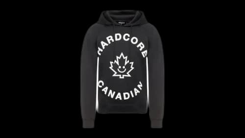 Dsquared2 Hardcore Canadian Maple Leaf Logo Hoodie Black