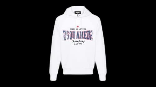 Dsquared2 Cool Fit Faded College League Logo Hoodie White