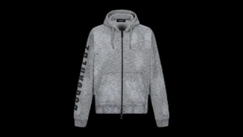 Dsquared2 Paint Spray Arm Logo Hoodie Grey