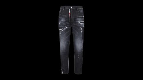 Dsquared2 Skater Jean Ripped Thighs Paint Splatter Wash Jeans Black