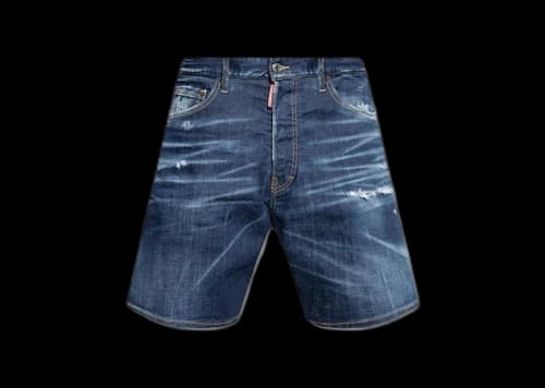 Dsquared2 Floral Embroidery Distressed Denim Shorts Blue