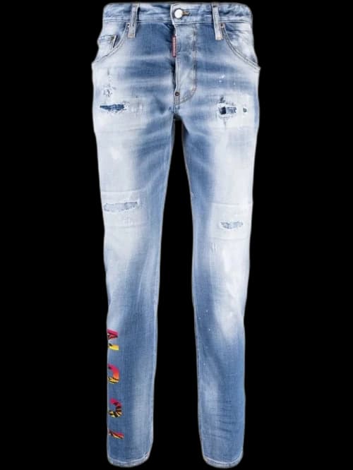 Dsquared2 Icon Printed Slim-Cut Jeans Blue