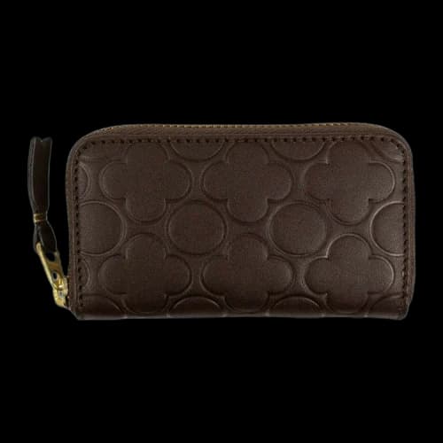 Comme des Garçons Leather Clover Embossed Mini Wallet Coin Purse 'Brown'